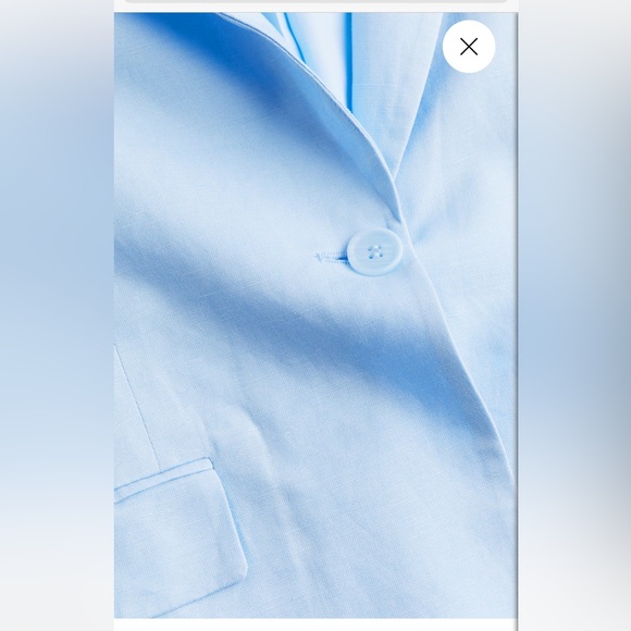 H&M Linen Blue Women's Blazer - Picture 3 of 5
